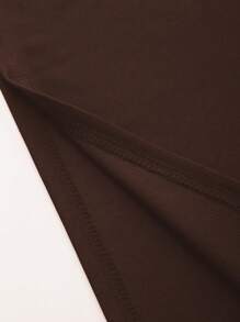 Manfinity Homme Men Slogan Graphic Striped Trim Drop Shoulder Loose Tee - Coffee Brown - View 4