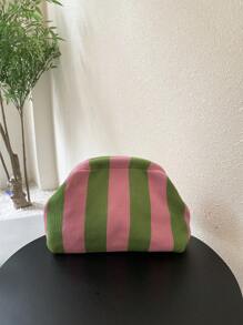 Vintage Retro Classic Money Style Knitted Clutch Bag With Colorblock Stripes For Holiday - Multicolor - View 2