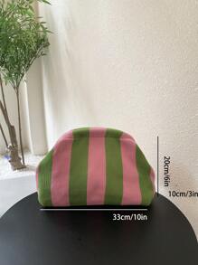 Vintage Retro Classic Money Style Knitted Clutch Bag With Colorblock Stripes For Holiday - Multicolor - View 6