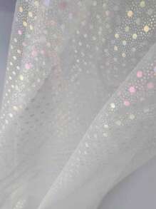1入組鐳射圓點印花白色網布用於縫紉聚酰胺裝飾網布 - 白色 - 查看 1