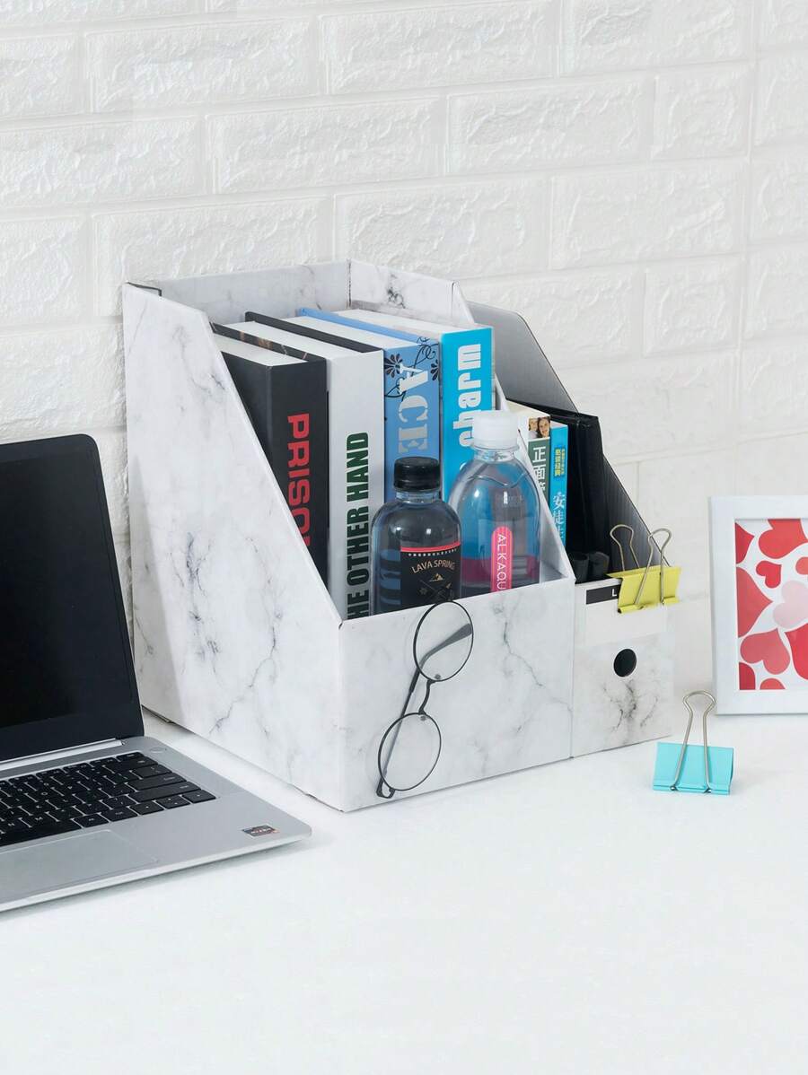 1 pieza con patrón de mármol Papelería almacenamiento básico fácil de usar Soporte de escritorio para escuela oficina