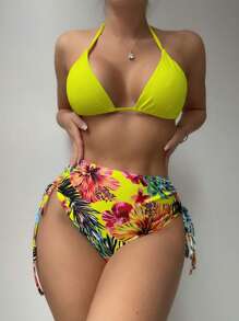 Bộ Bikini Nữ Dây kéo Buộc lại Nhiệt đới - Nhiều màu - Xem 5