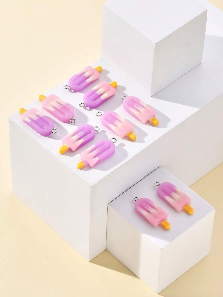 10入組/套時尚冰淇淋DIY吊墜適合女士DIY首飾製作 - 彩色 - 查看 1
