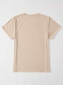 SHEIN EZwear Plus Heart Print Tee - Apricot - View 2