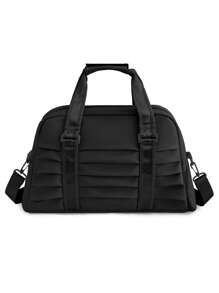 Minimalist Travel Bag Medium Ruched Detail Black Portable Beach Bag For Summer Travel Essentials For Holiday Summer Accessories For Vacation Travel Organizer Hospital Bag Travel Accessories For Camp - Black - View 2