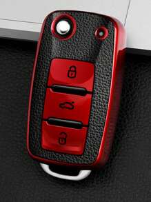 Two Tone Car Key Case Compatible With VW, Key Fob Cover - Silver - View 1