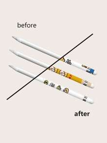 3 piezas con estampado de figura y letra PVC Bolígrafo stylus Pegatina compatible con Apple Pencil 1er - Multicolor - Ver 4