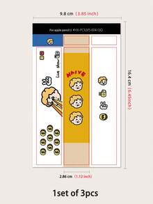 3 piezas con estampado de figura y letra PVC Bolígrafo stylus Pegatina compatible con Apple Pencil 1er - Multicolor - Ver 5