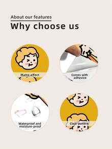 3 piezas con estampado de figura y letra PVC Bolígrafo stylus Pegatina compatible con Apple Pencil 1er - Multicolor - Ver 7