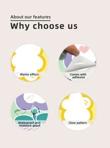 3pcs Flower & Letter Graphic PVC Stylus Pen Sticker Compatible With Apple Pencil 1st - Multicolor - View 4