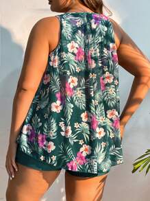 Swim Lushoire Robe de plage d'été à imprimé tropical avec lien noué, grande taille