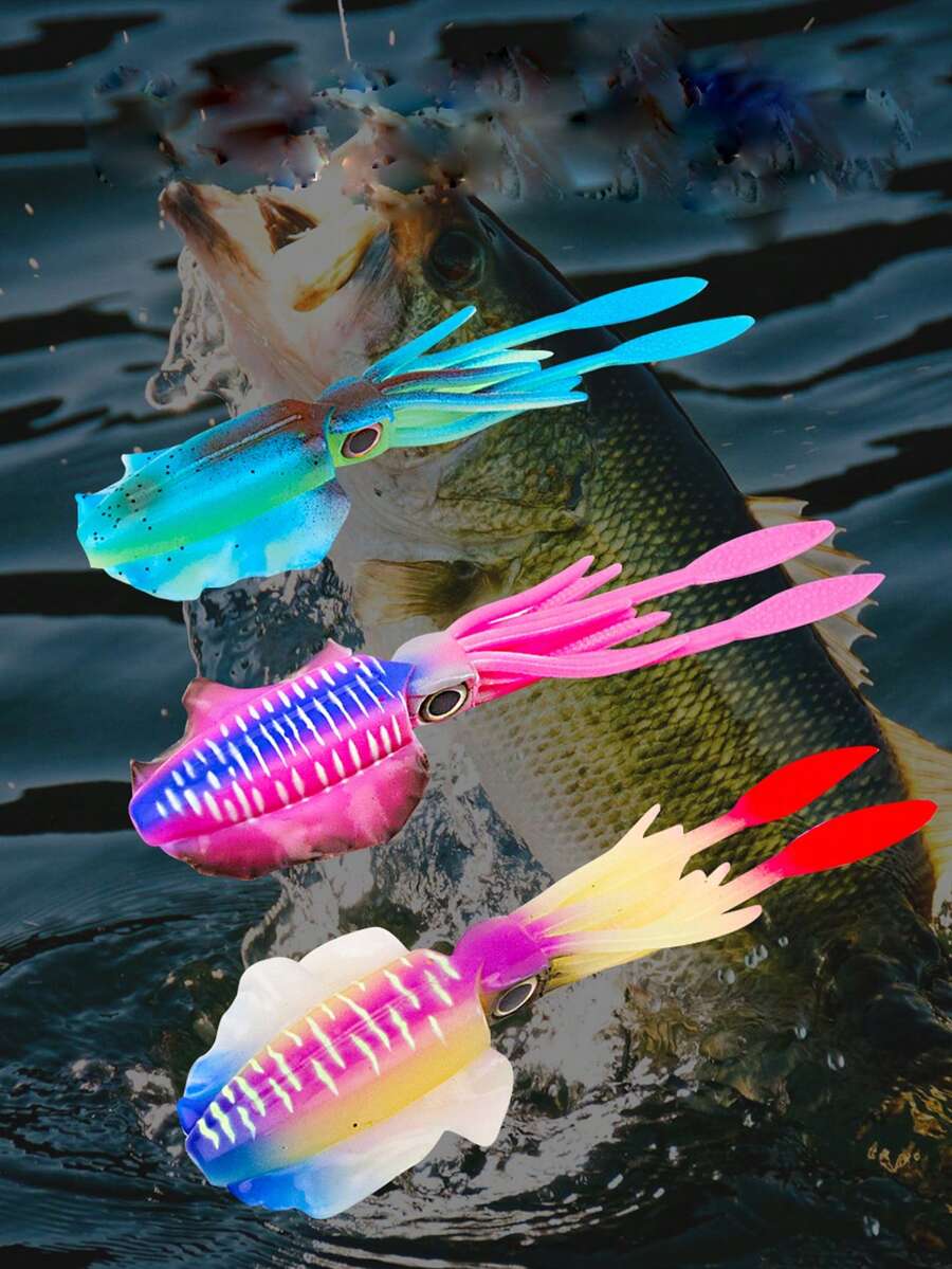 1 件 15 公分/20 克海釣船拖釣魷魚餌,10 種顏色可供選擇 - 彩色 - 查看 1