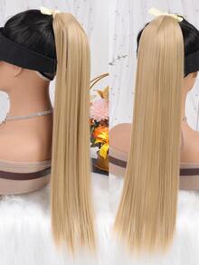 Long Straight Ponytail Synthetic Hair Extension - Apricot - View 5