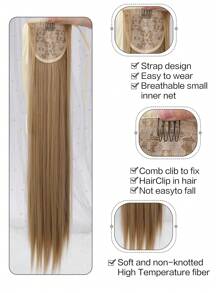 Long Straight Ponytail Synthetic Hair Extension - Apricot - View 6
