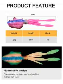 1 件 15 公分/20 克海釣船拖釣魷魚餌,10 種顏色可供選擇 - 彩色 - 查看 7