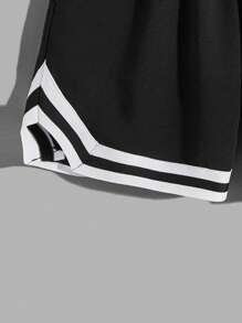 Aesthetic Post 男款寬鬆字母圖形條紋飾邊束口腰短褲 - 黑色 - 查看 5