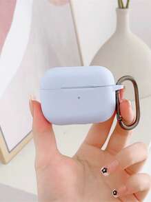 Funda protectora compatible con auriculares Bluetooth de Apple - Estilosa, sencilla, de unicolor, duradera de silicona con llavero - Celeste - Ver 2