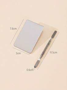 2pcs Stainless Steel Foundation Palette & Mixing Stirring Stick - Silver - View 3