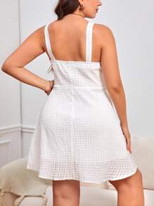 SHEIN Privé Plus Ruched Front Cut Out Cami Dress - White - View 2