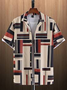 Manfinity Hypemode Men Geo Print Shirt Without Tee - Apricot - View 1