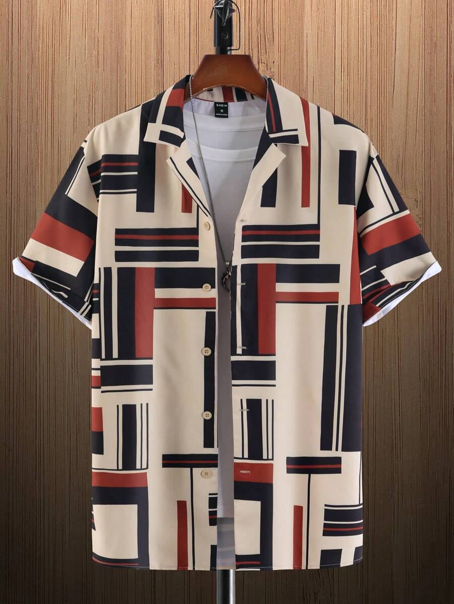 Manfinity Hypemode Men Geo Print Shirt Without Tee - Apricot - View 1