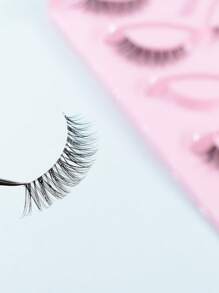 5pairs Transparent Band Natural False Eyelashes - Black - View 4