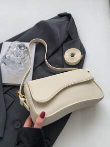 中等單肩包素色翻蓋