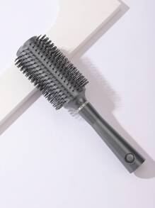 Anti Frizz Round Hair Brush, 1pc Large Plastic Modernist Solid Color Round Handheld Dry & Wet Use Hair Comb - Grey - View 1