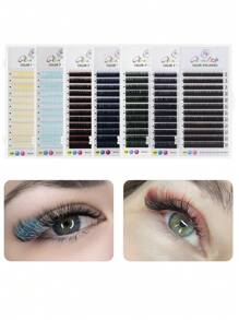 Glamlash 1box 12 Row Gradient Red Color Individual Eyelash Extension Ombre Red Colored False Lashes - Red - View 1