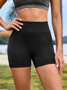 Yoga Basic 寬腰帶運動短褲 - 黑色 - 查看 3