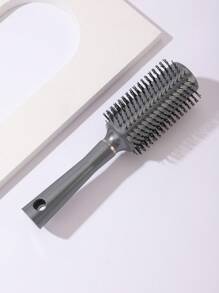 Anti Frizz Round Hair Brush, 1pc Large Plastic Modernist Solid Color Round Handheld Dry & Wet Use Hair Comb - Grey - View 5