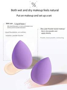 1 set van meerkleurige siliconen capsuledoos + make-upspons, driedimensionaal schoonheidsei, schoonheidsspons, make-uppuff, hoge veerkracht, zwellen in water