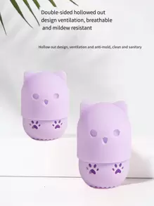1 set van meerkleurige siliconen capsuledoos + make-upspons, driedimensionaal schoonheidsei, schoonheidsspons, make-uppuff, hoge veerkracht, zwellen in water