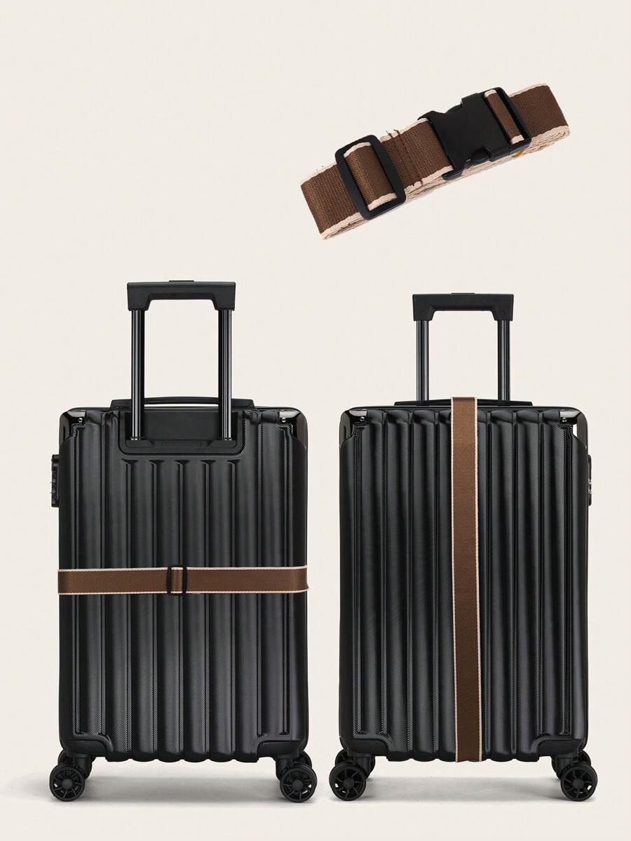 1条可调节密码锁旅行行李带，打包带，行李安全锁，防盗行李带，捆绑带，学生行李打包带，旅行包固定带，适用于行李箱、背包、学习用品、旅行、航班、商务旅行、度假 - 巧克力棕 - 查看 1