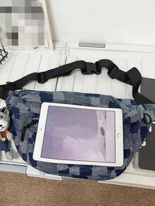 Riñonera extragrande Riñonera vaquera color combinado - Azul - Ver 3