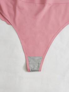 5 piezas Bragas unicolor simple de talle alto - Multicolor - Ver 5