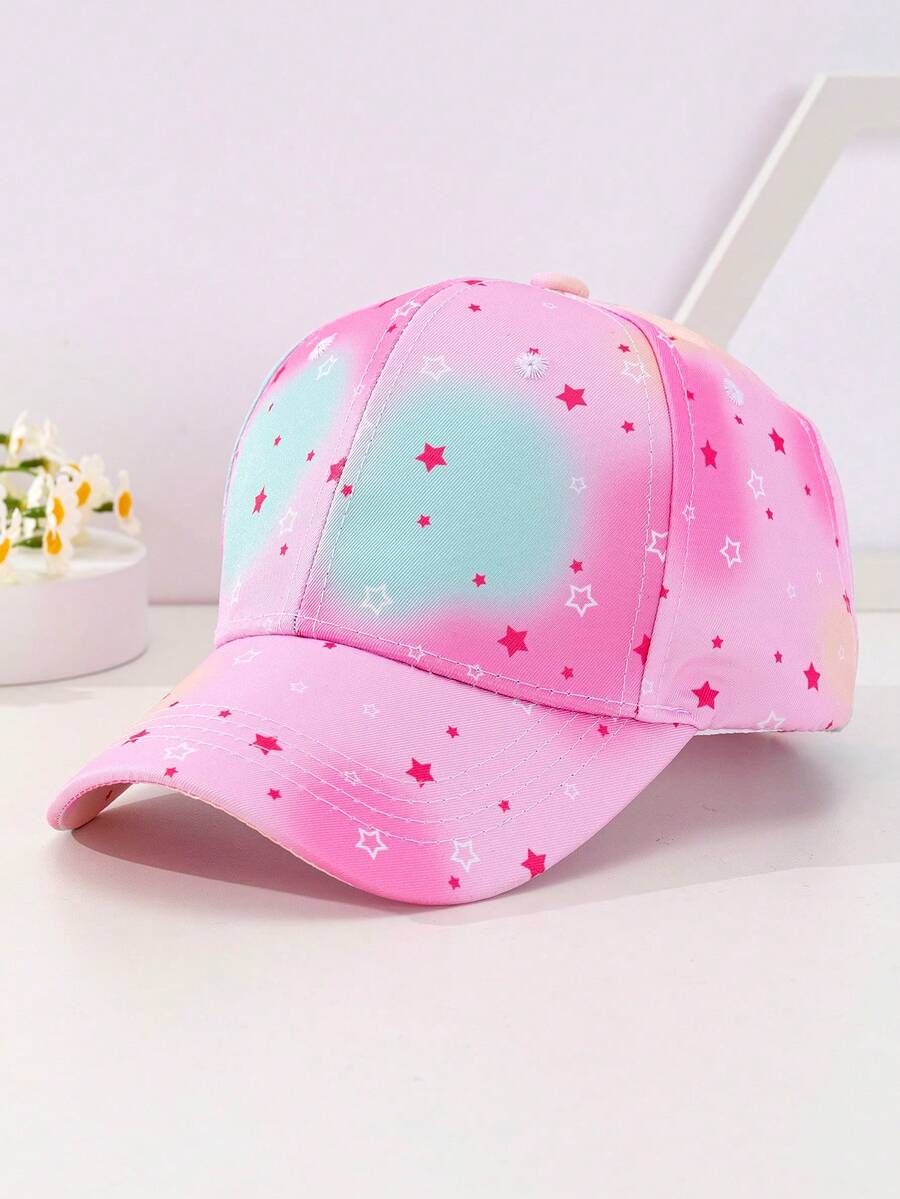 Chicas 1 pieza Gorra de béisbol al azar de tie dye & con patrón de estrella para diariamente - Multicolor - Ver 1