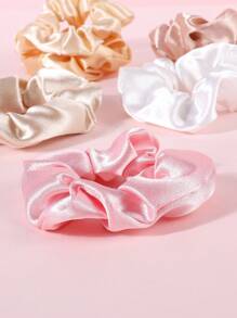 6pcs Girls Solid Casual Scrunchie For Daily Life - Multicolor - View 3
