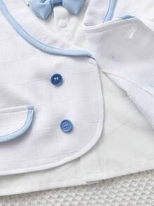 男嬰前蝴蝶結二合一襯衫和褲子 - 藍白色 - 查看 4