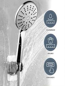 1pc Punch-free Shower Head Holder, Modern Adjustable Shower Head Rack For Bathroom - Silver - View 5