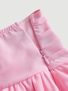 SHEIN MOD Falda unicolor con lazo delantero bajo a capas - Rosa Pálido - Ver 4