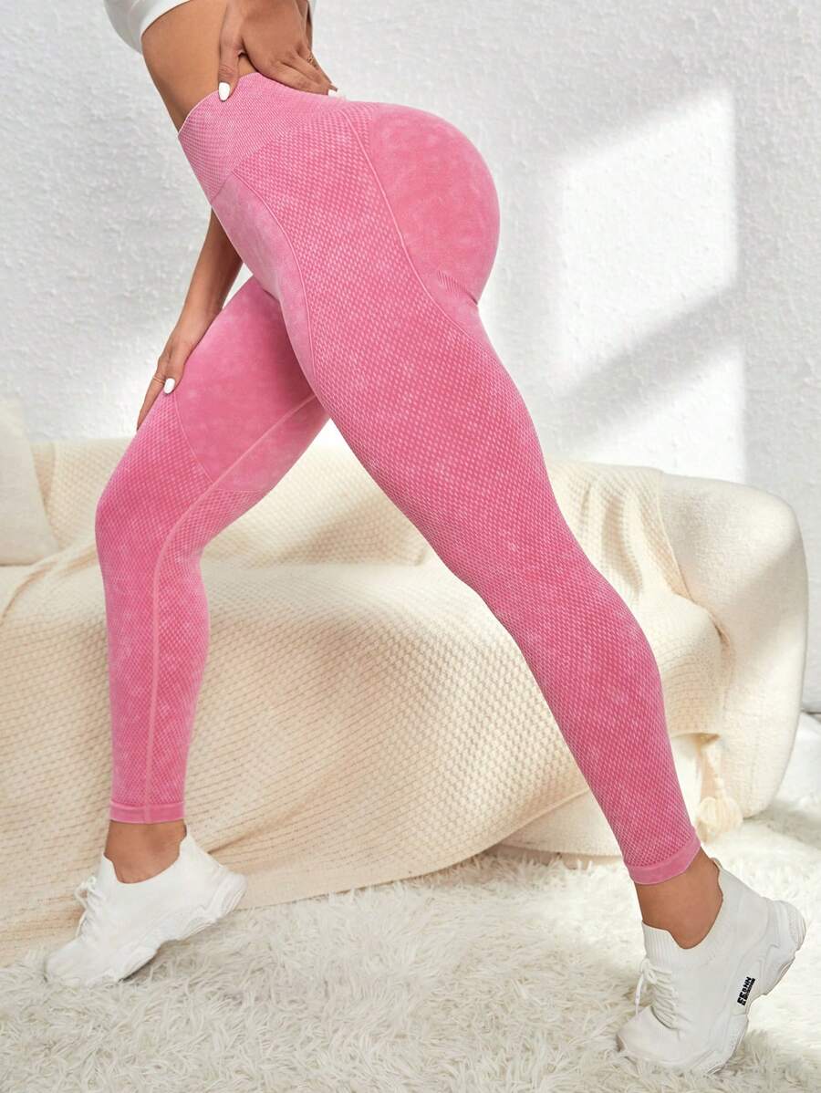 Yoga Basic Quần Leggings Thể thao Nữ màu trơn - Màu Hồng Tươi - Xem 1