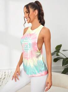 SHEIN Daily&Casual Áo Tees & Tanks  Thể thao Nữ Lá thư Cà vạt nhuộm - Nhiều màu - Xem 4