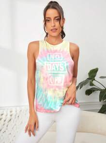 SHEIN Daily&Casual Áo Tees & Tanks  Thể thao Nữ Lá thư Cà vạt nhuộm - Nhiều màu - Xem 5