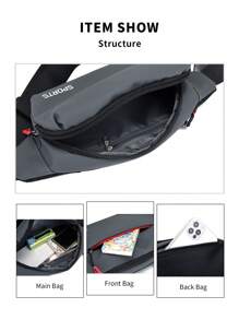 1pc Letter Graphic Waterproof Running Bag - Grey - View 9