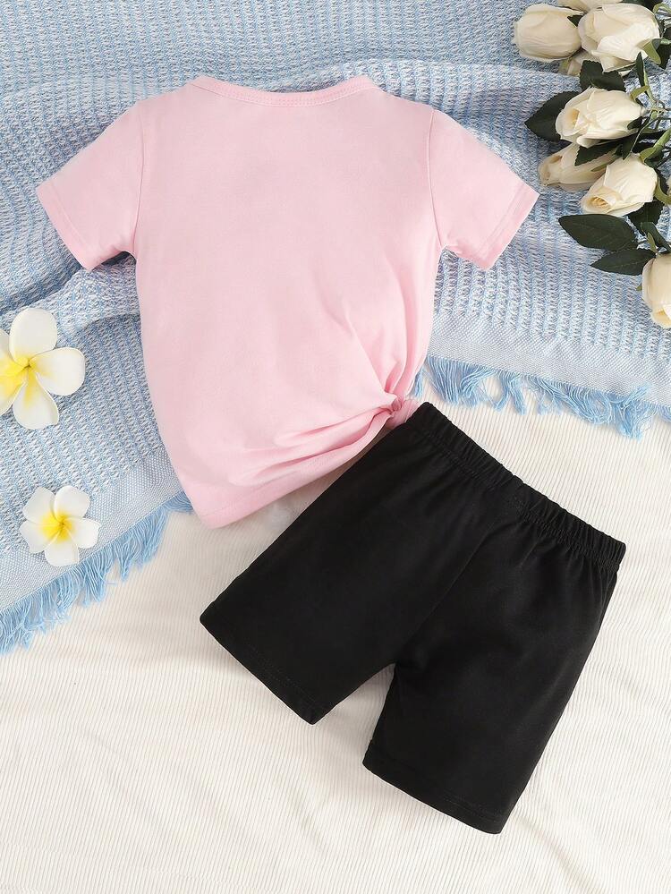 Baby Cartoon Graphic Tee & Shorts