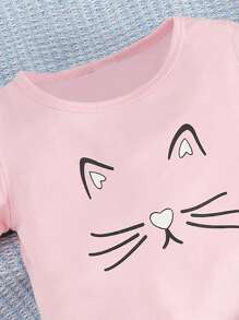 Baby Cartoon Graphic Tee & Shorts - Multicolor - View 4