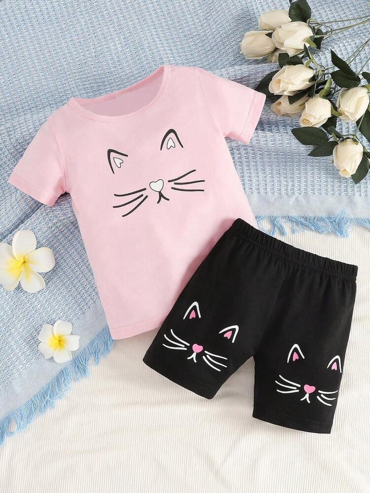 Baby Cartoon Graphic Tee & Shorts