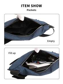 1pc Color Block Release Buckle Decor Running Bag - Blue and White - View 3