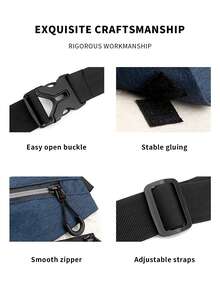 1pc Color Block Release Buckle Decor Running Bag - Blue and White - View 4